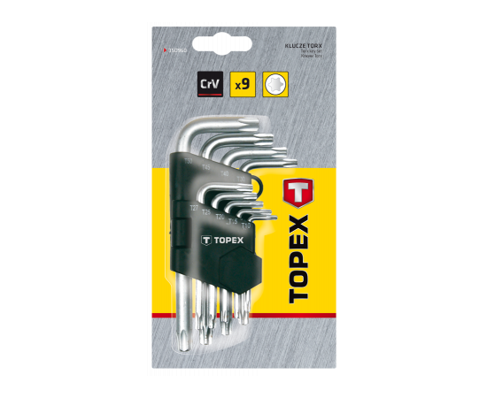 Набор инструментов Topex ключи шестигранные Torx T10-T50, набор 9 шт.*1 уп. (35D960), изображение 3 Набор инструментов Topex ключи шестигранные Torx T10-T50, набор 9 шт.*1 уп. (35D960), изображение 3
