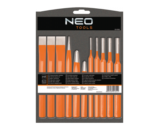 Набор инструментов Neo Tools зубил и долот 12шт. * 1 уп. (33-062), изображение 2 Набор инструментов Neo Tools зубил и долот 12шт. * 1 уп. (33-062), изображение 2