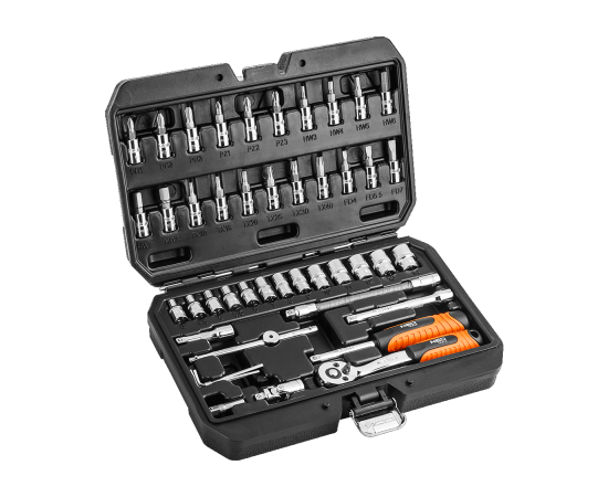 Набор инструментов Neo Tools торцевых головок 46 шт., 1/4 "CrV (08-660), изображение 2 Набор инструментов Neo Tools торцевых головок 46 шт., 1/4 "CrV (08-660), изображение 2