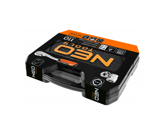 Набор инструментов Neo Tools торцевых головок 108 шт., 1, 4, 1/2 "CrV (08-666), изображение 3 Набор инструментов Neo Tools торцевых головок 108 шт., 1, 4, 1/2 "CrV (08-666), изображение 3