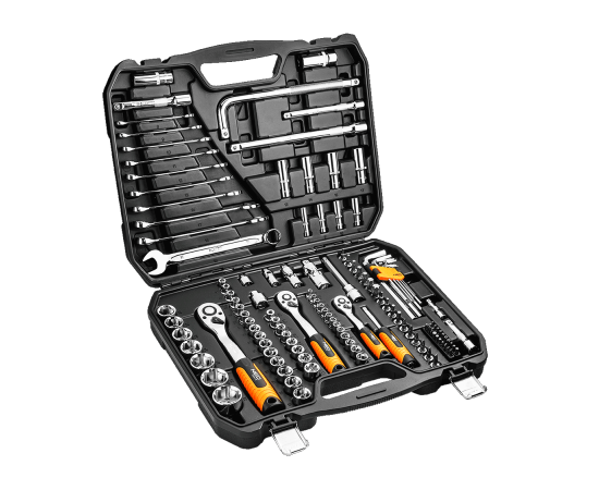 Набор инструментов Neo Tools торцевых головок 120 шт., 1, 4, 1/2 "CrV (08-667), изображение 2 Набор инструментов Neo Tools торцевых головок 120 шт., 1, 4, 1/2 "CrV (08-667), изображение 2