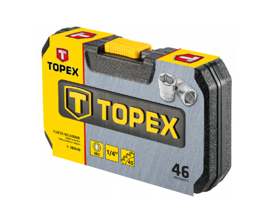 Набор инструментов Topex торцевых головок 1/4 "CrV, 46 шт. (38D640), изображение 2 Набор инструментов Topex торцевых головок 1/4 "CrV, 46 шт. (38D640), изображение 2