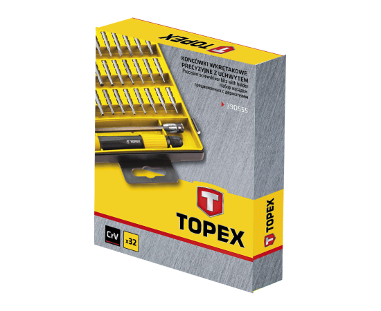 Набор инструментов Topex насадки прецизионные с держателем, (под отвертку) 32 шт. * 1 (39D555), изображение 2 Набор инструментов Topex насадки прецизионные с держателем, (под отвертку) 32 шт. * 1 (39D555), изображение 2