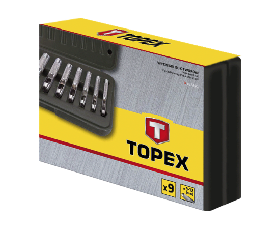 Пробойник Topex круглых отверстий (кейцмейсель) 3-12 мм, 9 шт. (03A490), изображение 2 Пробойник Topex круглых отверстий (кейцмейсель) 3-12 мм, 9 шт. (03A490), изображение 2