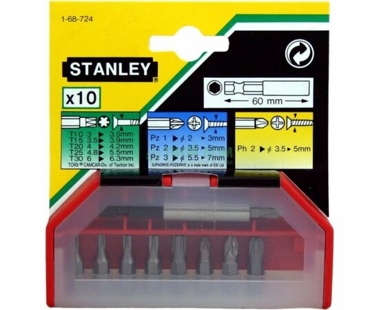 Набор бит Stanley с магнитным держателем, Ph, Pz, T 9шт. 25мм (1-68-724), изображение 2 Набор бит Stanley с магнитным держателем, Ph, Pz, T 9шт. 25мм (1-68-724), изображение 2