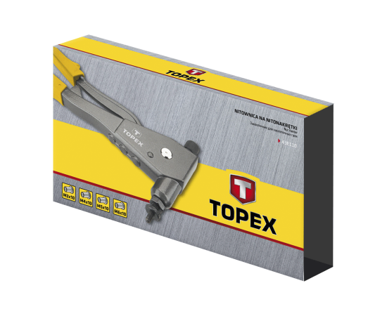 Заклепочник Topex для резьбовых заклепок M3, M4, M5, M6 (43E110), изображение 2 Заклепочник Topex для резьбовых заклепок M3, M4, M5, M6 (43E110), изображение 2