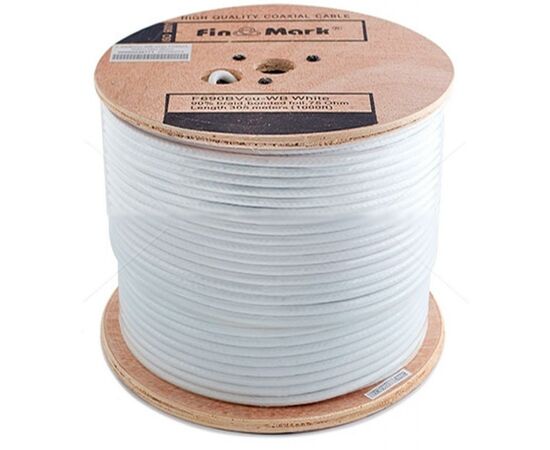 Кабель телевизионный FinMark RG-690, CU, double shielding, 100м (F690BVcu-WB_100_white), изображение 2 Кабель телевизионный FinMark RG-690, CU, double shielding, 100м (F690BVcu-WB_100_white), изображение 2