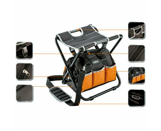 Сумка для инструмента Neo Tools табурет складаний з монтерський сумкою (84-306), изображение 2 Сумка для инструмента Neo Tools табурет складаний з монтерський сумкою (84-306), изображение 2