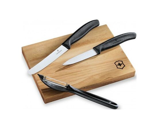 Набор ножей Victorinox SwissClassic из 3 предметов Черный с овощечисткой (6.7113.31), изображение 2 Набор ножей Victorinox SwissClassic из 3 предметов Черный с овощечисткой (6.7113.31), изображение 2