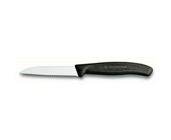 Кухонный нож Victorinox SwissClassic для овощей 8см, волнистое лезвие, черный (6.7433)