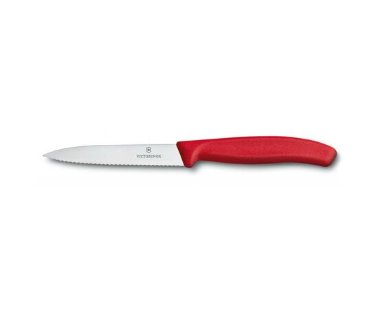 Кухонний ніж Victorinox SwissClassic для нарезки 10 см, волнистое лезвие, красный (6.7731)