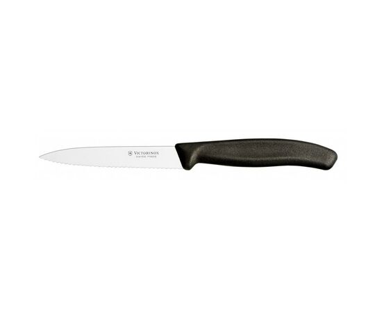Кухонный нож Victorinox SwissClassic для нарезки 10 см, волнистое лезвие, черный (6.7733)