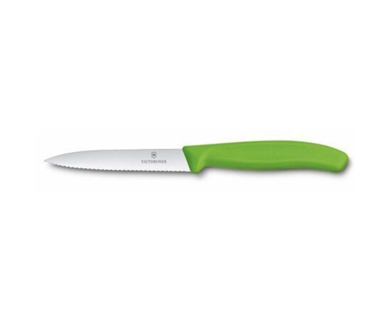 Кухонный нож Victorinox SwissClassic для нарезки 10 см, волнистое лезвие, зеленый (6.7736.L4)