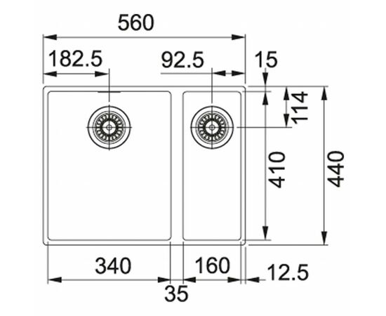 Мойка кухонная Franke Sirius SID 160 (125.0395.609), изображение 2 Мойка кухонная Franke Sirius SID 160 (125.0395.609), изображение 2