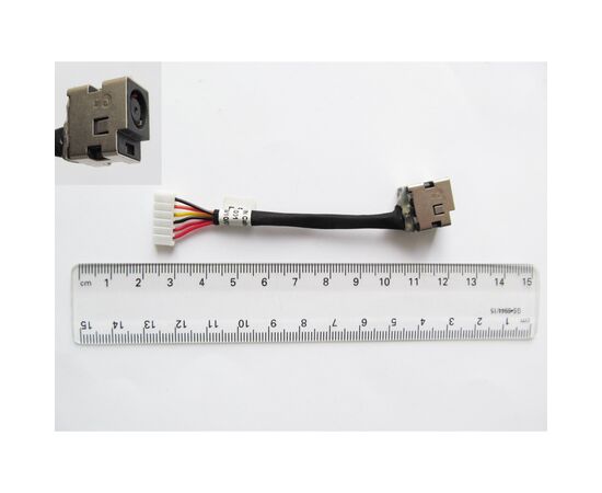 Роз'єм живлення ноутбука з кабелем для HP PJ156 (7.4mm x 5.0mm + center pin), 6-pin, Универсальный (A49040)