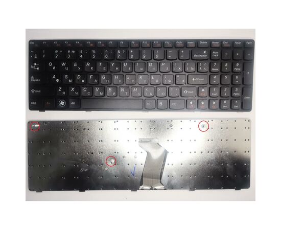 Клавиатура ноутбука Lenovo IdeaPad B570/B580/B590/V570/Z570 черная с черной рамкой RU (A43819)