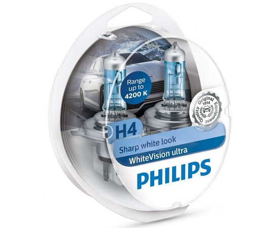 Автолампа Philips H4 WhiteVision Ultra +60% 2шт (12342WVUSM), изображение 4 Автолампа Philips H4 WhiteVision Ultra +60% 2шт (12342WVUSM), изображение 4