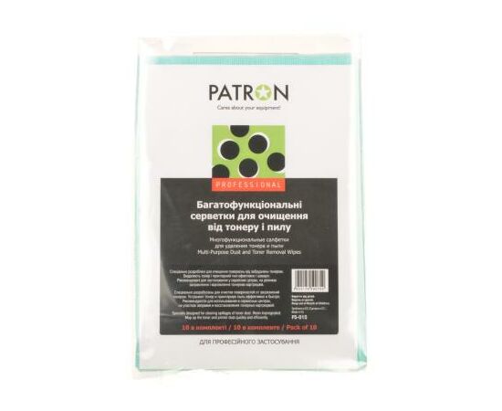 Серветки Patron Multi-Purpose Dust and Toner Removal Wipes, 10psc (F5-015)