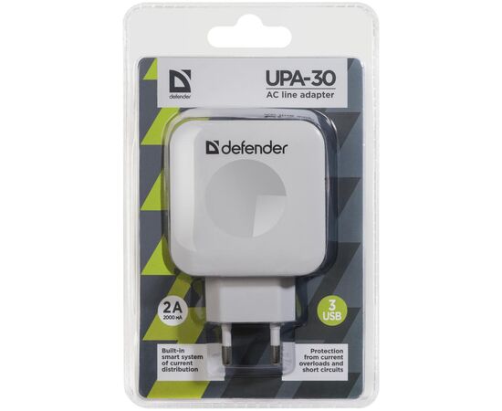 Зарядное устройство Defender UPA-30 3 порт USB + TypeC, 5V / 4A (83535), изображение 2 Зарядное устройство Defender UPA-30 3 порт USB + TypeC, 5V / 4A (83535), изображение 2