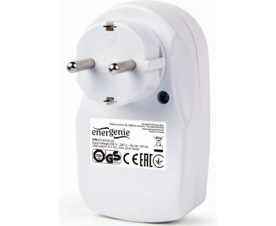 Зарядное устройство EnerGenie 2 USB x 2.1A (EG-ACU2-02), изображение 2 Зарядное устройство EnerGenie 2 USB x 2.1A (EG-ACU2-02), изображение 2