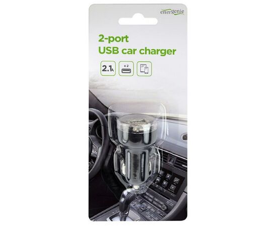 Зарядное устройство EnerGenie USB 2.1A black (EG-U2C2A-CAR-02), изображение 3 Зарядное устройство EnerGenie USB 2.1A black (EG-U2C2A-CAR-02), изображение 3