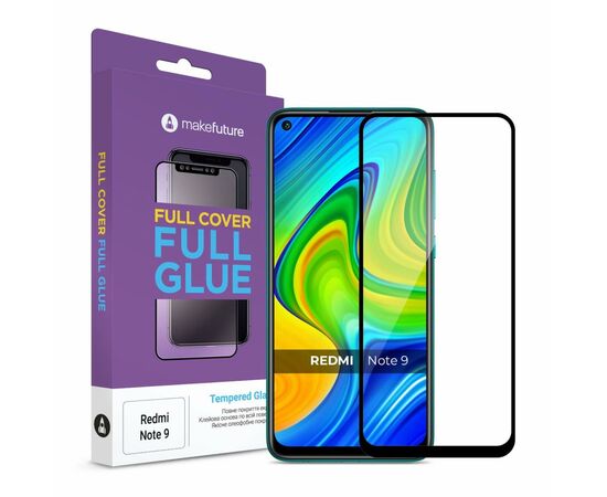 Скло захисне MakeFuture Xiaomi Redmi Note 9 Full Cover Full Glue (MGF-XRN9)