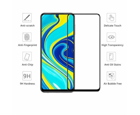 Скло захисне Drobak Xiaomi Redmi Note 9 Pro Max Full Cover Full Glue (Black) (12 (121291), зображення 2 Скло захисне Drobak Xiaomi Redmi Note 9 Pro Max Full Cover Full Glue (Black) (12 (121291), зображення 2