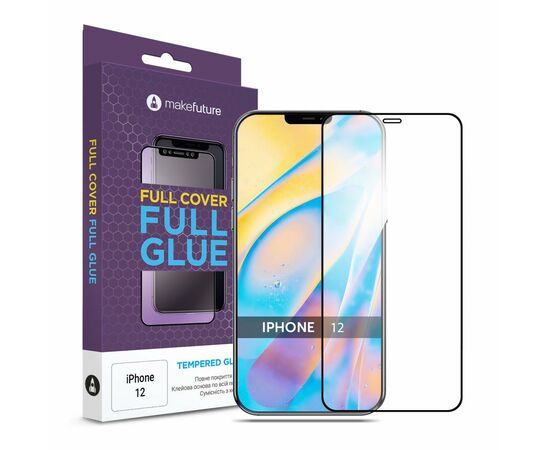 Скло захисне MakeFuture Apple iPhone 12 Full Cover Full Glue (MGF-AI12)