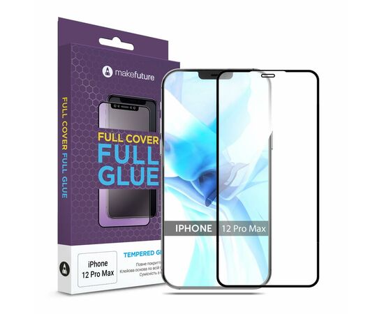 Стекло защитное MakeFuture Apple iPhone 12 Pro Max Full Cover Full Glue (MGF-AI12PM)