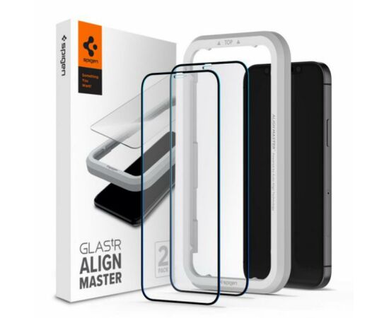 Стекло защитное Spigen iPhone 12 mini Glas tR ALM FC (2Pack), Black (AGL01812)