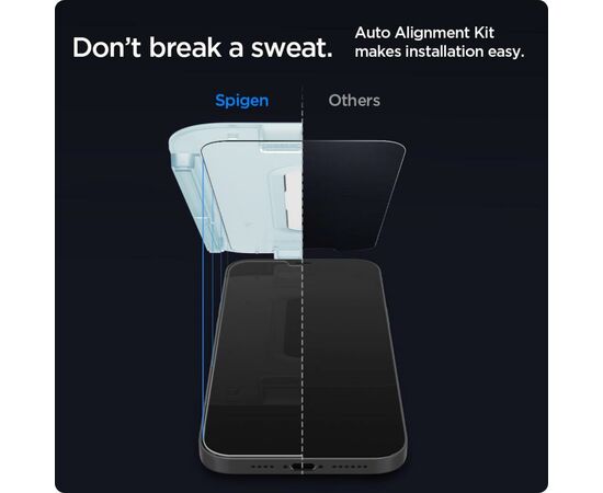 Стекло защитное Spigen iPhone 12 mini Glas tR EZ Fit (Privacy) (2Pack) (AGL01813), изображение 3 Стекло защитное Spigen iPhone 12 mini Glas tR EZ Fit (Privacy) (2Pack) (AGL01813), изображение 3
