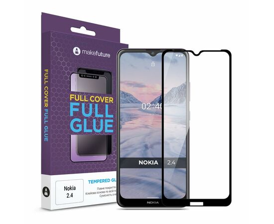 Стекло защитное MakeFuture Nokia 2.4 Full Cover Full Glue (MGF-N24)