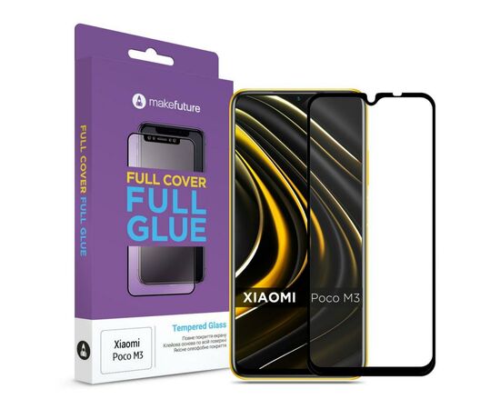 Стекло защитное MakeFuture Xiaomi Poco M3 Full Cover Full Glue (MGF-XPM3)