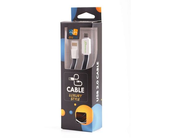 Дата кабель USB 2.0 - Micro USB 1,2A LED плоский (Black) 1,0м Drobak (218762), изображение 2 Дата кабель USB 2.0 - Micro USB 1,2A LED плоский (Black) 1,0м Drobak (218762), изображение 2