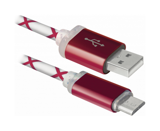 Дата кабель USB08-03LT USB - Micro USB, RedLED backlight, 1m Defender (87556)