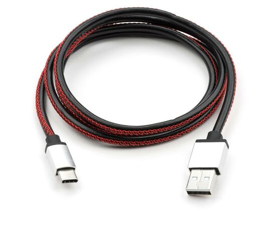 Дата кабель USB 2.0 AM to Type-C 1m pu leather black Vinga (VCPDCTCLS1BK), зображення 2