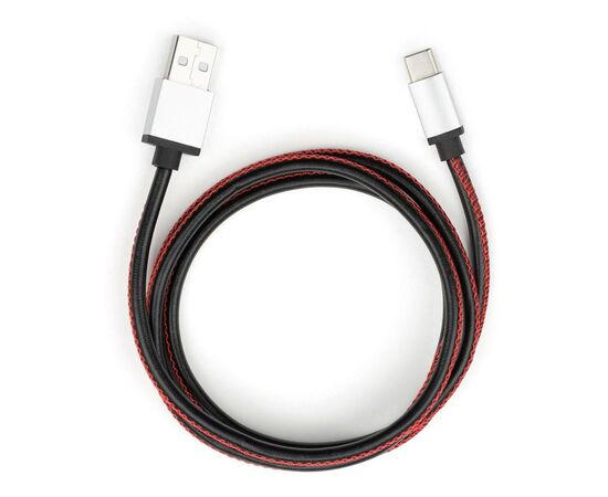 Дата кабель USB 2.0 AM to Type-C 1m pu leather black Vinga (VCPDCTCLS1BK)