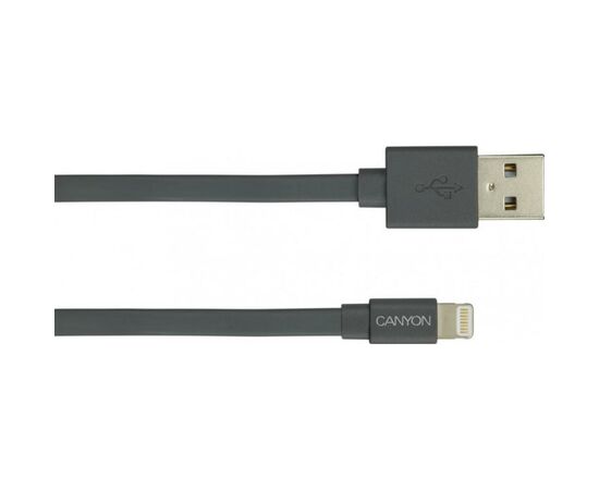 Дата кабель USB 2.0 AM to Lightning 1.0m MFI flat Dark gray Canyon (CNS-MFIC2DG), изображение 2 Дата кабель USB 2.0 AM to Lightning 1.0m MFI flat Dark gray Canyon (CNS-MFIC2DG), изображение 2
