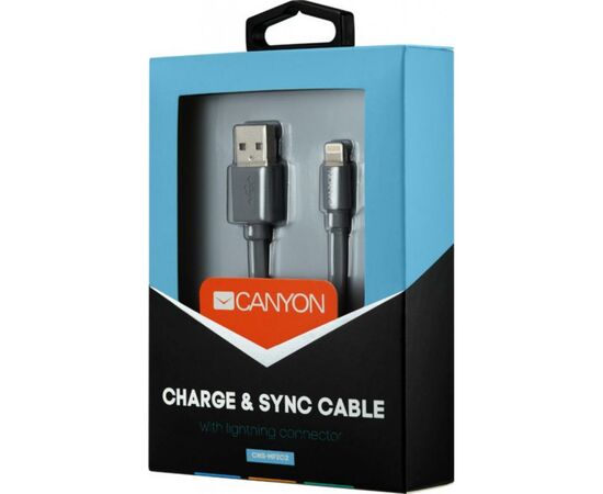 Дата кабель USB 2.0 AM to Lightning 1.0m MFI flat Dark gray Canyon (CNS-MFIC2DG), изображение 3 Дата кабель USB 2.0 AM to Lightning 1.0m MFI flat Dark gray Canyon (CNS-MFIC2DG), изображение 3