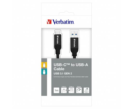 Дата кабель USB 3.1 AM to Type-C 1.0m black Verbatim (48871), зображення 3 Дата кабель USB 3.1 AM to Type-C 1.0m black Verbatim (48871), зображення 3