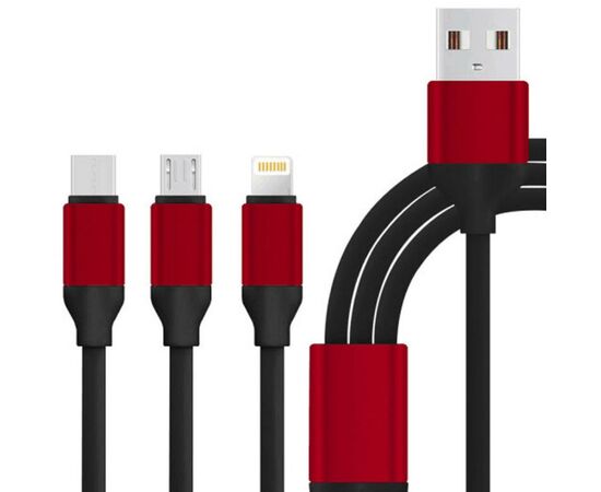 Дата кабель USB 2.0 AM to Lightning + Micro 5P + Type-C 1.2m black XoKo (SC-320-BK)