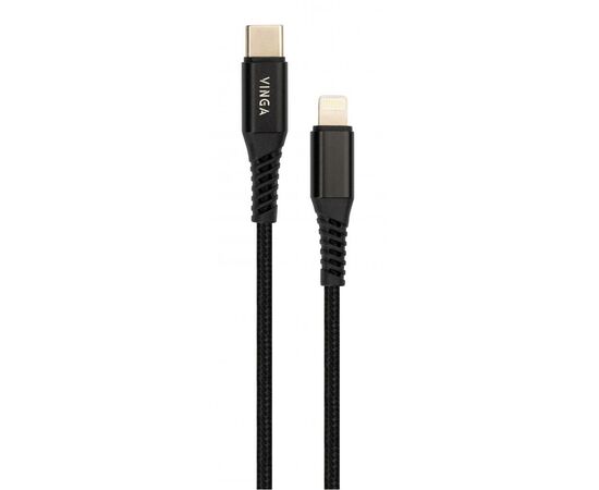 Дата кабель USB Type-C to Lightning 1.0m 3A 22W nylon braided black Vinga (VCPTCL3ANBK)
