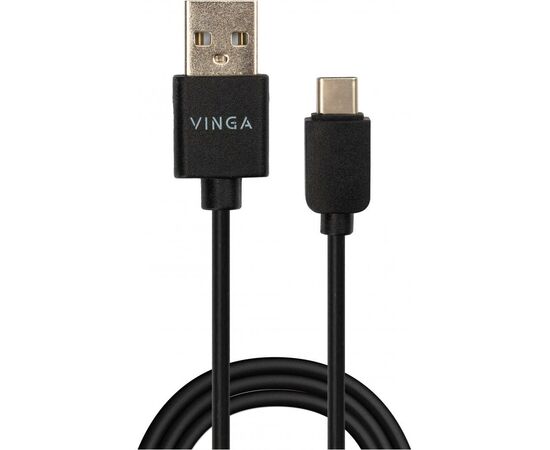 Дата кабель USB 2.0 AM to Type-C 1.0m 3A 18W PVC black Vinga (VCPUSBTC3ABK)