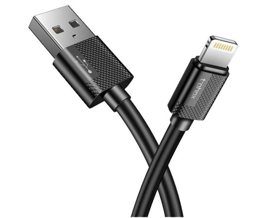 Дата кабель USB 2.0 AM to Lightning 2.0m Nets Black T-Phox (T-L801(2) black), изображение 2 Дата кабель USB 2.0 AM to Lightning 2.0m Nets Black T-Phox (T-L801(2) black), изображение 2