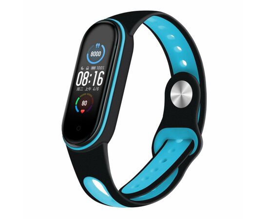 Ремешок для фитнес браслета BeCover Sport Style для Xiaomi Mi Smart Band 5 Black-Blue (705165)