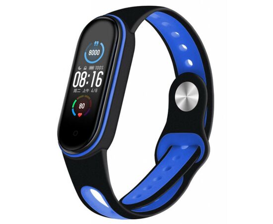 Ремешок для фитнес браслета BeCover Sport Style для Xiaomi Mi Smart Band 5 Black-Deep Blue (705166)