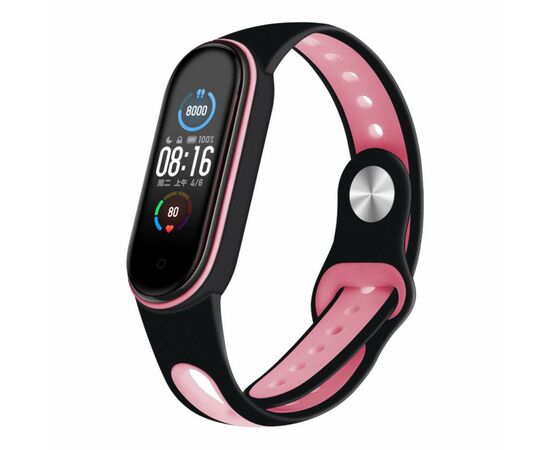 Ремешок для фитнес браслета BeCover Sport Style для Xiaomi Mi Smart Band 5 Black-Pink (705167)