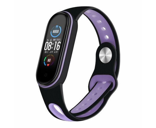Ремешок для фитнес браслета BeCover Sport Style для Xiaomi Mi Smart Band 5 Black-Purple (705168)