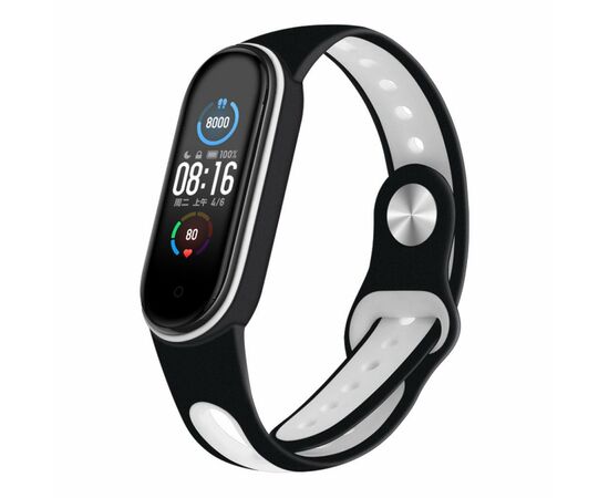 Ремешок для фитнес браслета BeCover Sport Style для Xiaomi Mi Smart Band 5 Black-White (705170)