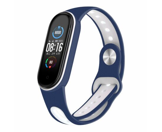 Ремешок для фитнес браслета BeCover Sport Style для Xiaomi Mi Smart Band 5 Blue-White (705171)